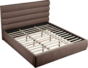 Meridian Furniture Adam Brown Channel Tufted Chenille King Bed with Modular Headboard Design B1257Brown-K