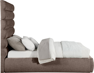 Meridian Furniture Adam Brown Channel Tufted Chenille Queen Bed Tall Headboard for Modern Rooms B1257Brown-Q70