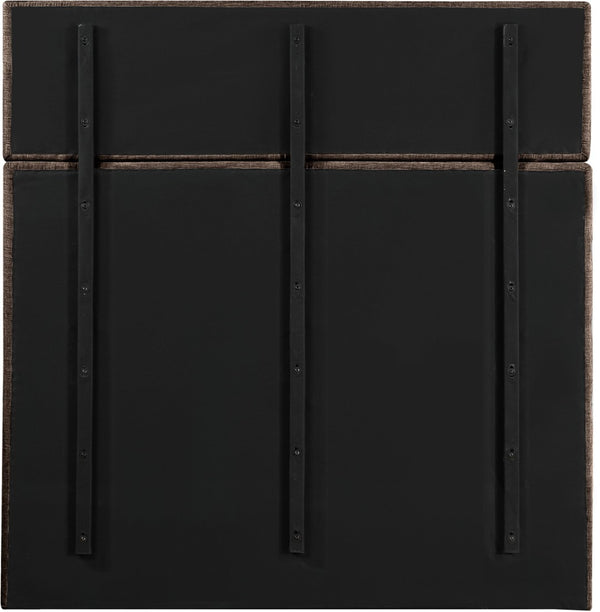 Meridian Furniture Adam Brown Channel Tufted Chenille Queen Bed Tall Headboard for Modern Rooms B1257Brown-Q70