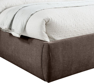Meridian Furniture Adam Brown Channel Tufted Chenille Queen Bed Tall Headboard for Modern Rooms B1257Brown-Q70