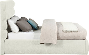Meridian Furniture Adam Channel Tufted Chenille Upholstered Full Bed Tailored Headboard for Bedroom B1257Cream-F