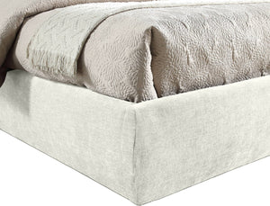 Meridian Furniture Adam Channel Tufted Chenille Upholstered Full Bed Tailored Headboard for Bedroom B1257Cream-F