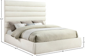 Meridian Furniture Adam Channel Tufted Chenille King Bed Sculptural Headboard for Modern Bedrooms B1257Cream-K70