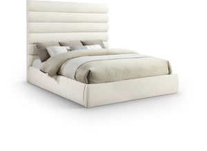 Meridian Furniture Adam Channel Tufted Chenille King Bed Sculptural Headboard for Modern Bedrooms B1257Cream-K70