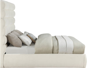 Meridian Furniture Adam Channel Tufted Chenille King Bed Sculptural Headboard for Modern Bedrooms B1257Cream-K70