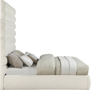 Meridian Furniture Adam Channel Tufted Chenille King Bed Tall Headboard for Glam Bedroom Decor B1257Cream-K90