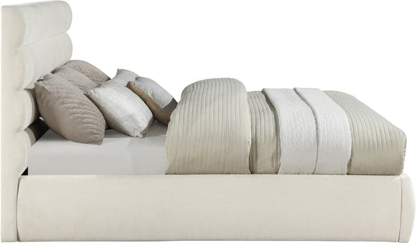 Meridian Furniture Adam Channel Tufted King Bed Cream Chenille Upholstery Platform Frame Bedroom B1257Cream-K