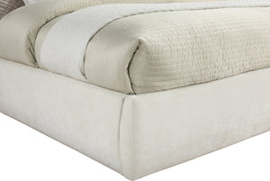 Meridian Furniture Adam Channel Tufted King Bed Cream Chenille Upholstery Platform Frame Bedroom B1257Cream-K