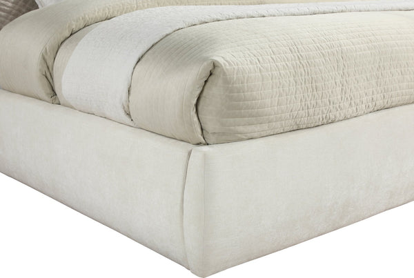 Meridian Furniture Adam Channel Tufted King Bed Cream Chenille Upholstery Platform Frame Bedroom B1257Cream-K