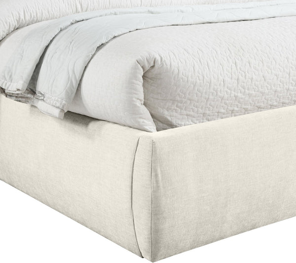 Meridian Furniture Adam Channel Tufted Chenille Queen Bed Frame with Slatted Platform Base Included B1257Cream-Q