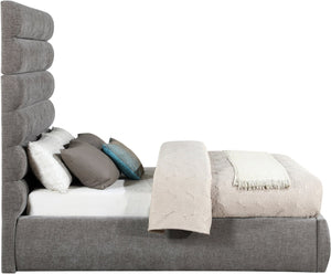 Meridian Furniture Adam Channel Tufted Full Bed Soft Grey Chenille Upholstered Contemporary Bedroom Frame B1257Grey-F70