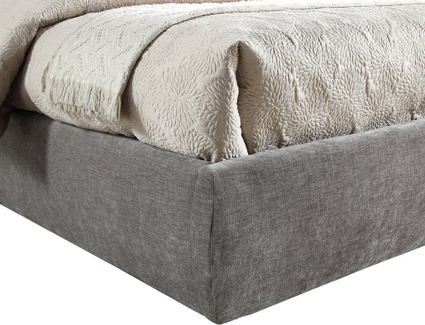 Meridian Furniture Adam Channel Tufted Full Bed Soft Grey Chenille Upholstered Contemporary Bedroom Frame B1257Grey-F70