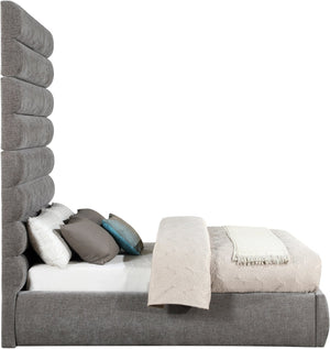 Meridian Furniture Adam Channel Tufted Chenille Full Bed with Tall Adjustable Headboard for Modern Rooms B1257Grey-F90