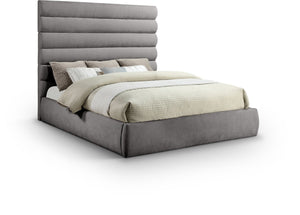 Meridian Furniture Adam Channel Tufted King Bed Soft Chenille Upholstered for Contemporary Bedrooms B1257Grey-K70
