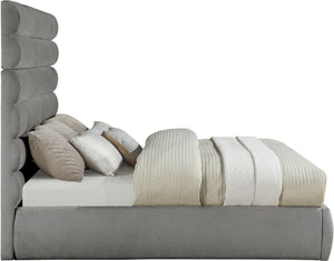 Meridian Furniture Adam Channel Tufted King Bed Soft Chenille Upholstered for Contemporary Bedrooms B1257Grey-K70