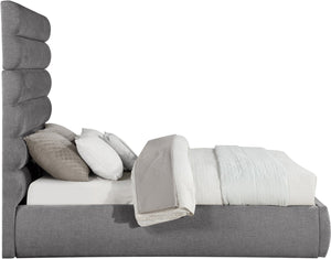 Meridian Furniture Adam Channel Tufted Chenille Queen Bed Tall Headboard Contemporary Bedroom B1257Grey-Q70