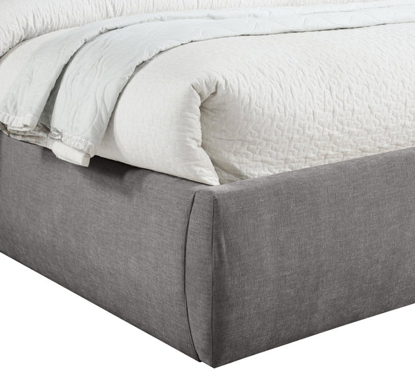 Meridian Furniture Adam Channel Tufted Chenille Queen Bed Tall Headboard Contemporary Bedroom B1257Grey-Q70