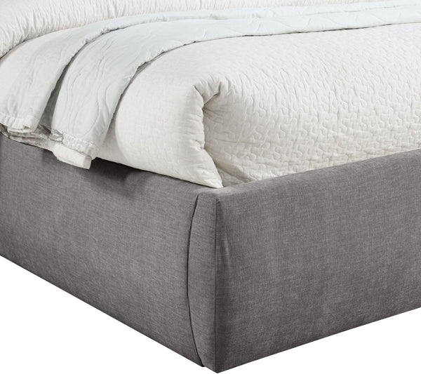 Meridian Furniture Adam Channel Tufted Chenille Queen Bed with Architectural Headboard for Modern Bedrooms B1257Grey-Q