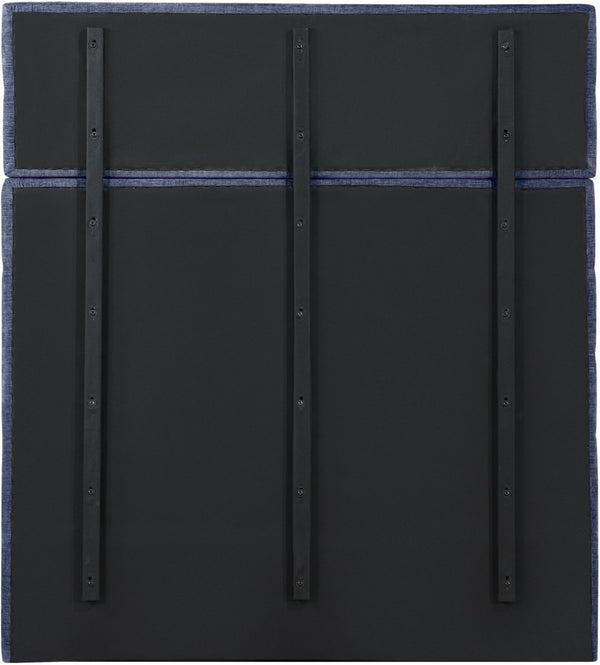 Meridian Furniture Adam Channel Tufted Full Bed with Navy Chenille Upholstery and Adjustable Headboard B1257Navy-F70