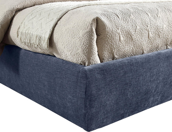 Meridian Furniture Adam Channel Tufted Full Bed with Navy Chenille Upholstery and Adjustable Headboard B1257Navy-F70