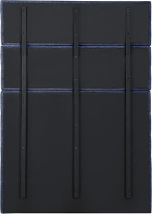 Meridian Furniture Adam Channel Tufted Chenille Upholstered Full Bed with Modular Headboard Design B1257Navy-F90
