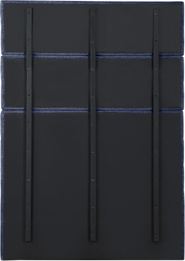 Meridian Furniture Adam Channel Tufted Chenille Upholstered Full Bed with Modular Headboard Design B1257Navy-F90