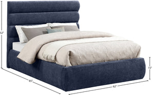 Meridian Furniture Adam Channel Tufted Full Bed Chenille Upholstered Headboard for Modern Bedroom B1257Navy-F