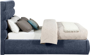 Meridian Furniture Adam Channel Tufted Full Bed Chenille Upholstered Headboard for Modern Bedroom B1257Navy-F