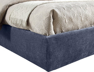 Meridian Furniture Adam Channel Tufted Full Bed Chenille Upholstered Headboard for Modern Bedroom B1257Navy-F