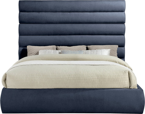 Meridian Furniture Adam Channel Tufted Chenille King Bed with Modular Headboard for Modern Bedrooms B1257Navy-K70
