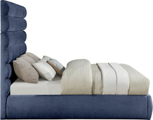 Meridian Furniture Adam Channel Tufted Chenille King Bed with Modular Headboard for Modern Bedrooms B1257Navy-K70