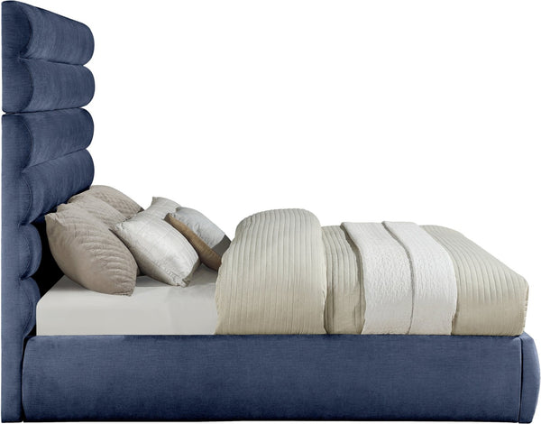 Meridian Furniture Adam Channel Tufted Chenille King Bed with Modular Headboard for Modern Bedrooms B1257Navy-K70