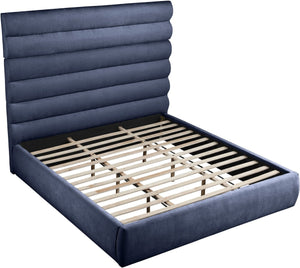 Meridian Furniture Adam Channel Tufted Chenille King Bed with Modular Headboard for Modern Bedrooms B1257Navy-K70
