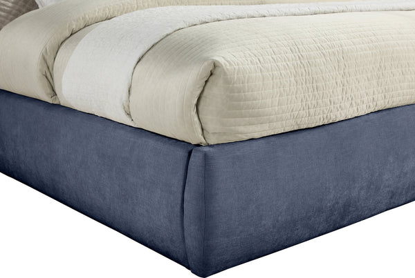 Meridian Furniture Adam King Upholstered Bed with Channel Tufted Chenille Headboard for Modern Bedroom B1257Navy-K90