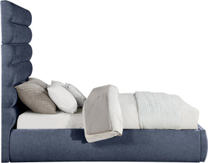 Meridian Furniture Adam Queen Upholstered Bed with Channel Tufted Chenille Headboard for Modern Bedrooms B1257Navy-Q70