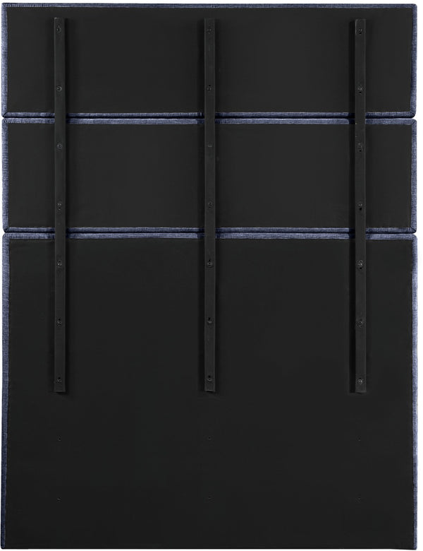 Meridian Furniture Adam Channel Tufted Queen Platform Bed Tall Chenille Headboard Contemporary Bedroom B1257Navy-Q90
