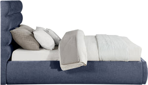 Meridian Furniture Adam Channel Tufted Queen Bed Chenille Upholstered Headboard for Modern Bedroom B1257Navy-Q