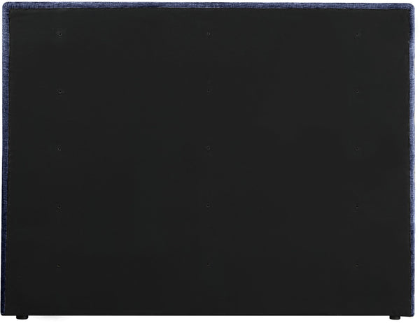 Meridian Furniture Adam Channel Tufted Queen Bed Chenille Upholstered Headboard for Modern Bedroom B1257Navy-Q