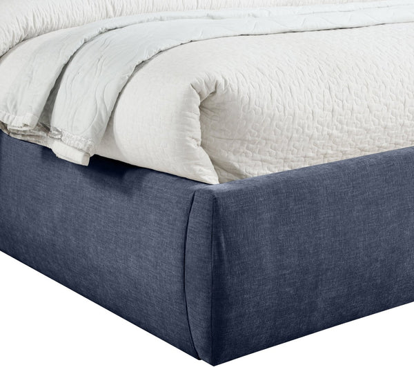 Meridian Furniture Adam Channel Tufted Queen Bed Chenille Upholstered Headboard for Modern Bedroom B1257Navy-Q