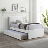 Myles Cream Linen Textured Fabric Twin Trundle Bed B1261Cream-T Meridian Furniture