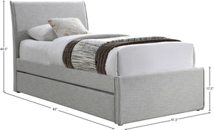 Myles Grey Linen Textured Fabric Twin Trundle Bed B1261Grey-T Meridian Furniture
