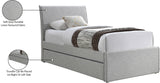 Myles Grey Linen Textured Fabric Twin Trundle Bed B1261Grey-T Meridian Furniture