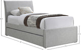 Myles Grey Linen Textured Fabric Twin Trundle Bed B1261Grey-T Meridian Furniture