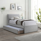 Myles Grey Linen Textured Fabric Twin Trundle Bed B1261Grey-T Meridian Furniture