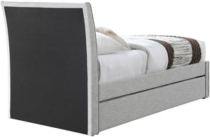 Myles Grey Linen Textured Fabric Twin Trundle Bed B1261Grey-T Meridian Furniture