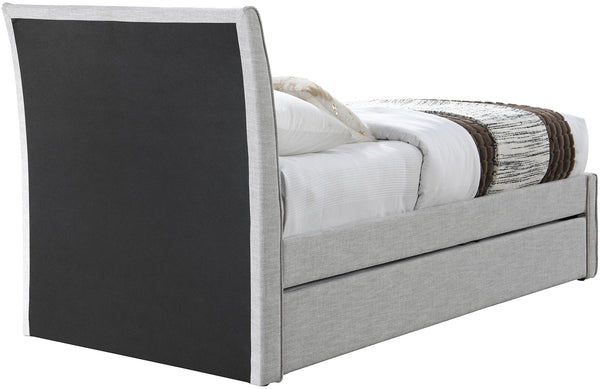 Myles Grey Linen Textured Fabric Twin Trundle Bed B1261Grey-T Meridian Furniture