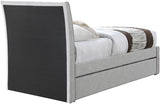 Myles Grey Linen Textured Fabric Twin Trundle Bed B1261Grey-T Meridian Furniture