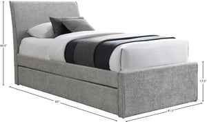 Myles Grey Chenille Fabric Twin Trundle Bed B1262Grey-T Meridian Furniture
