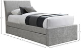 Myles Grey Chenille Fabric Twin Trundle Bed B1262Grey-T Meridian Furniture