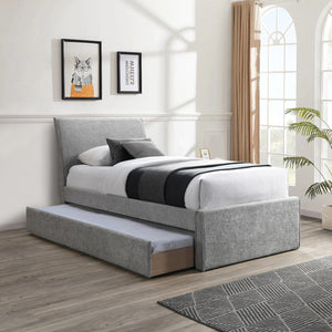 Myles Grey Chenille Fabric Twin Trundle Bed B1262Grey-T Meridian Furniture